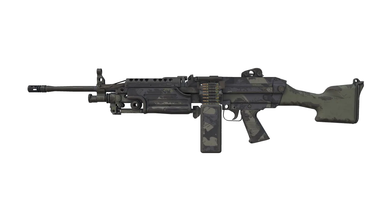 M249 | Sage Camo (Well-Worn) — Dust II light, front