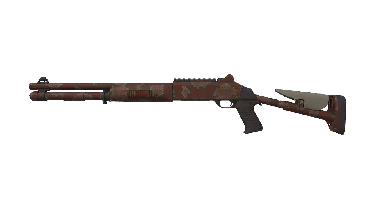 XM1014 | Red Python (Minimal Wear) — Dust II light, front