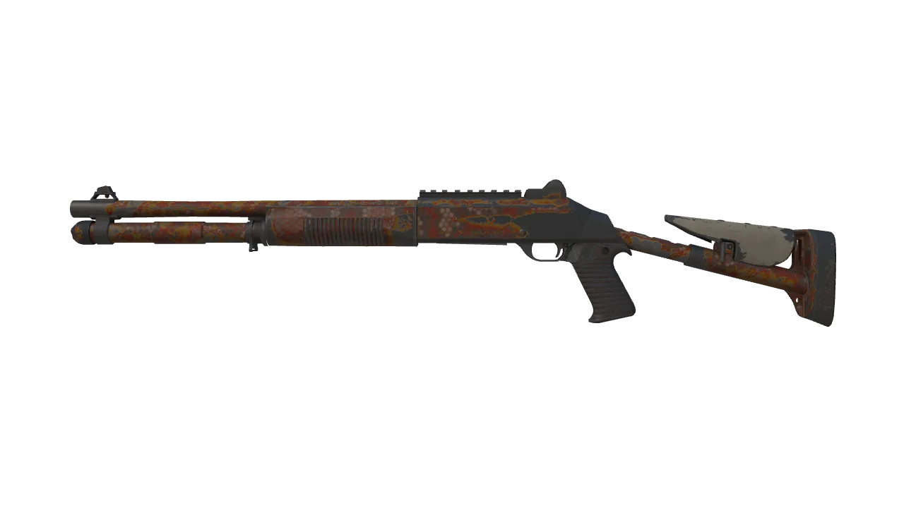 XM1014 | Red Python (Well-Worn) — Dust II light, front