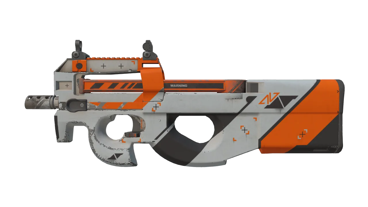 P90 | Asiimov (Well-Worn) — Dust II light, front