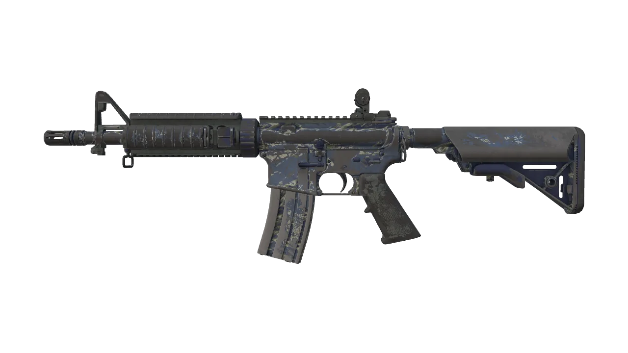 M4A4 | Naval Shred Camo (Battle-Scarred) — Dust II light, front