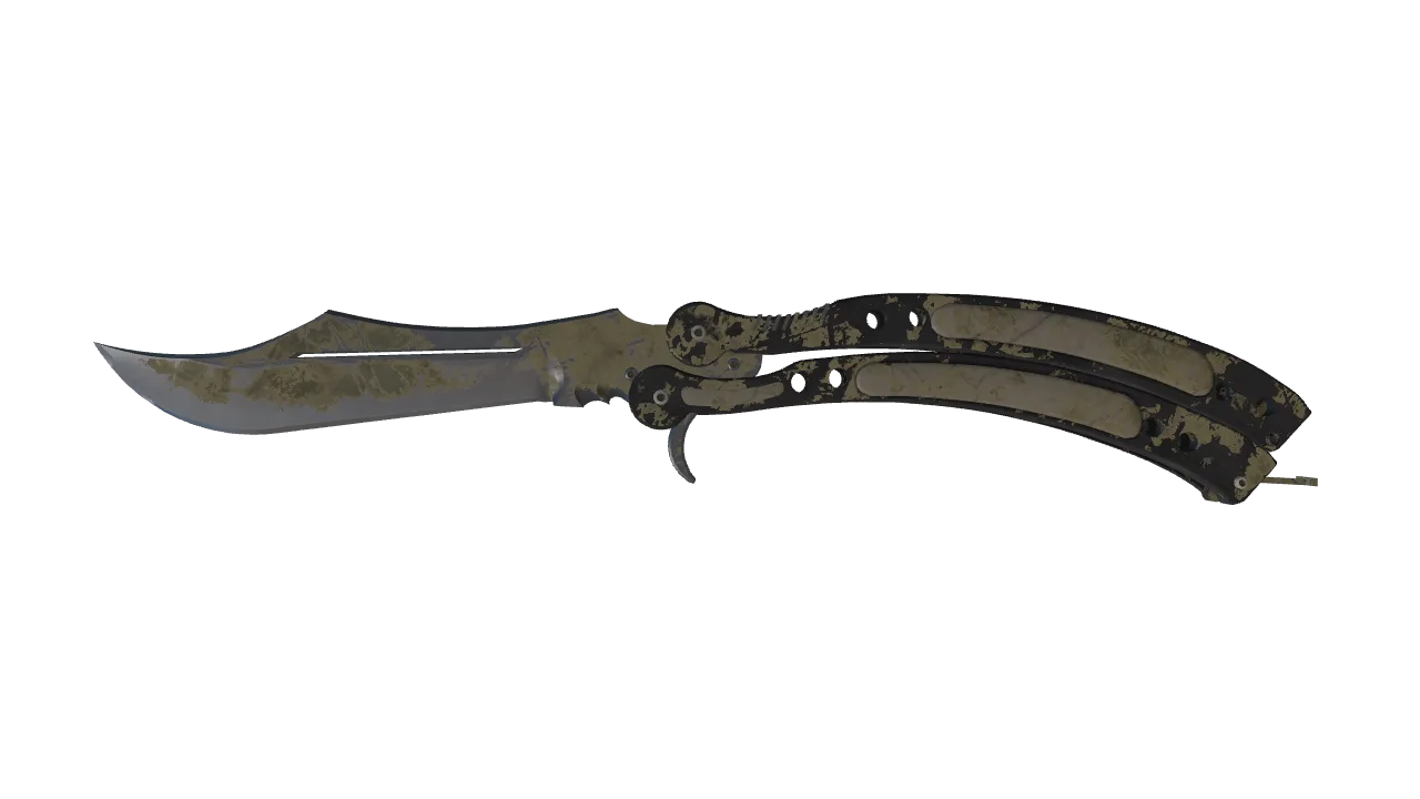 ★ Butterfly Knife | Safari Mesh (Battle-Scarred) — Dust II light, front