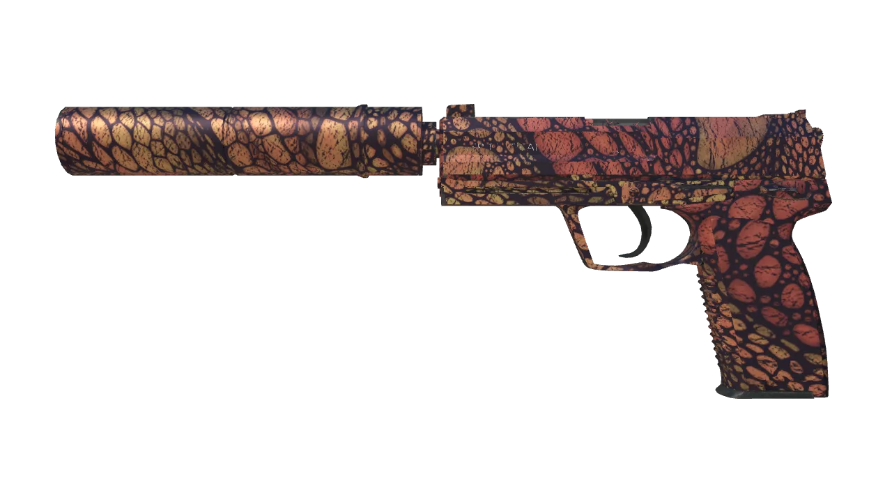 USP-S | Orange Anolis (Factory New) — Dust II light, front