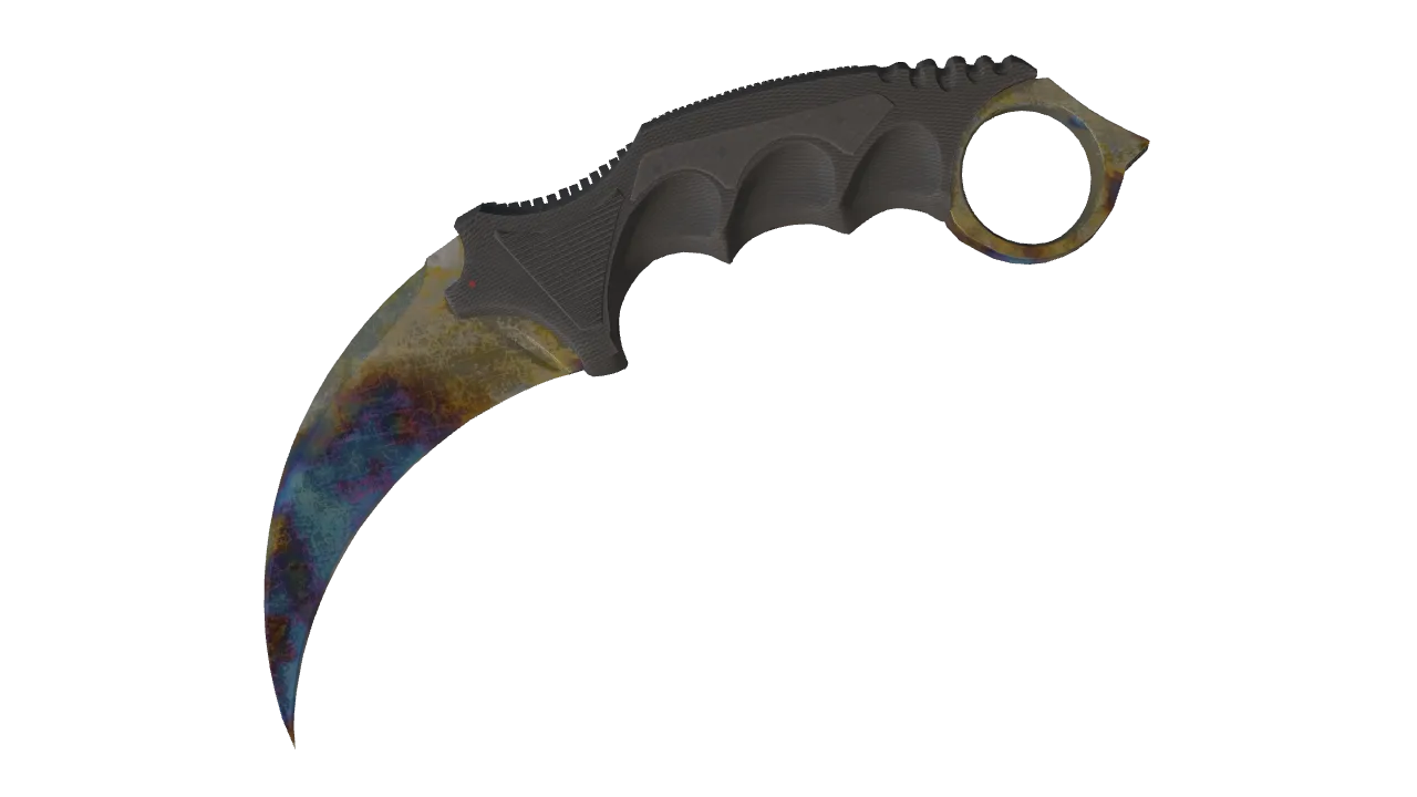★ Karambit | Case Hardened (Battle-Scarred) — Dust II light, front