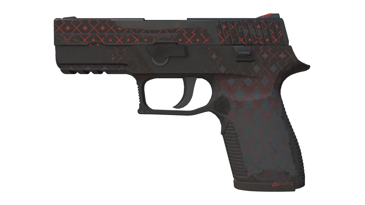P250 | Crimson Kimono (Well-Worn) — Dust II light, front