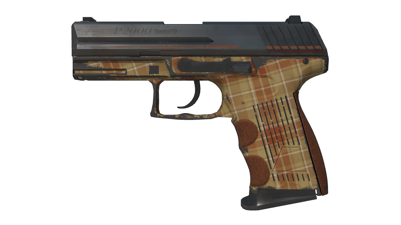 Souvenir P2000 | Coach Class (Battle-Scarred) — Dust II light, front