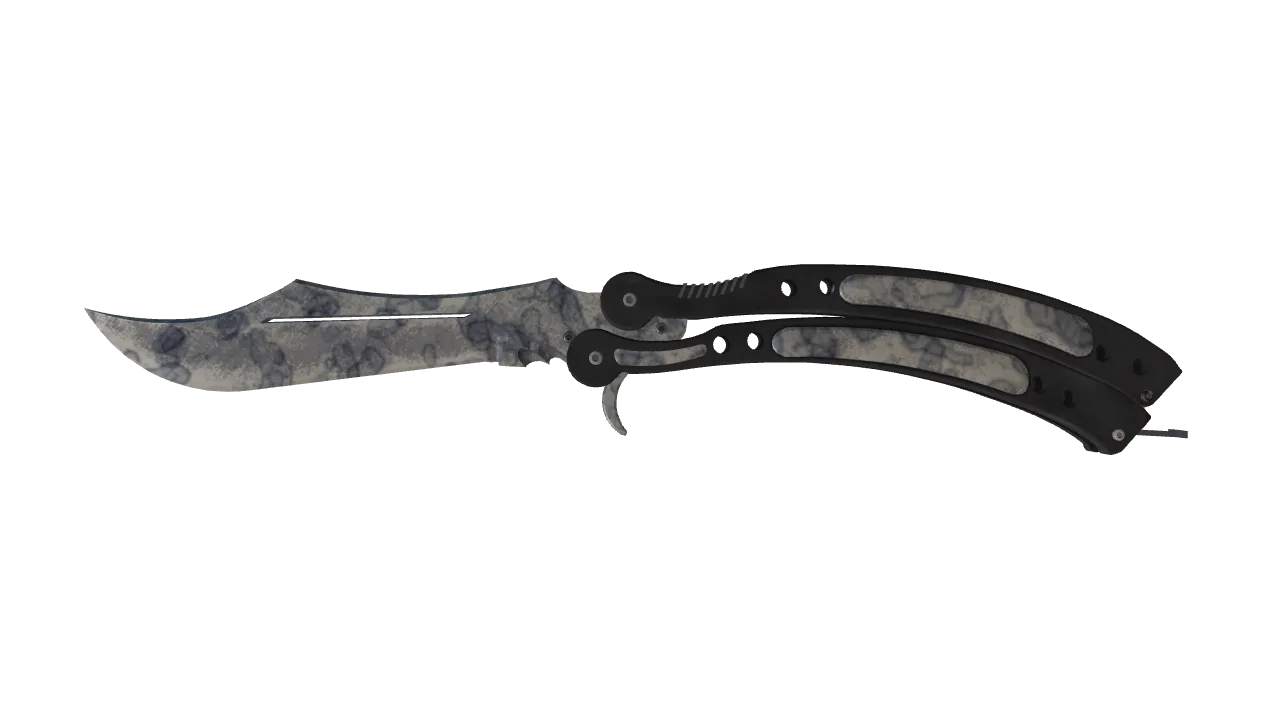 StatTrak™ ★ Butterfly Knife | Stained (Well-Worn) — Dust II light, front