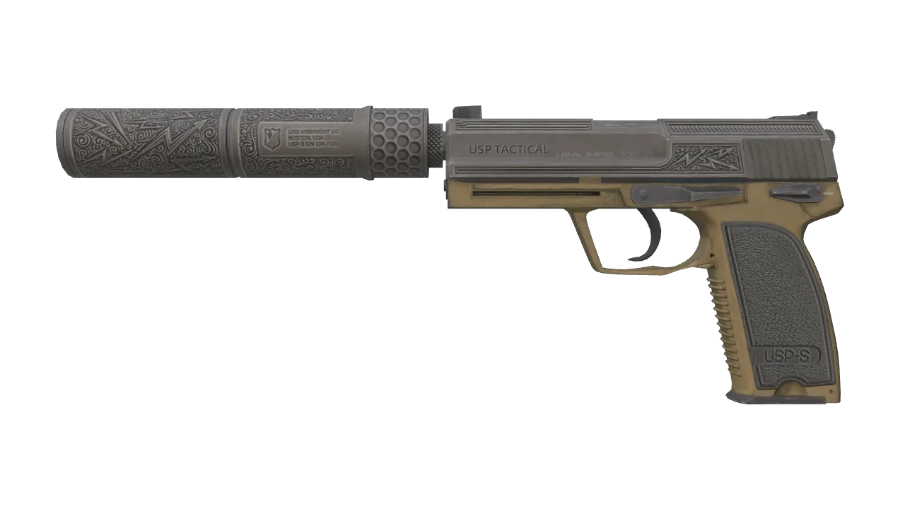 Souvenir USP-S | Lead Conduit (Well-Worn) — Dust II light, front