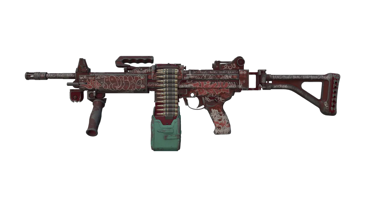 Negev | Wall Bang (Battle-Scarred) — Dust II light, front