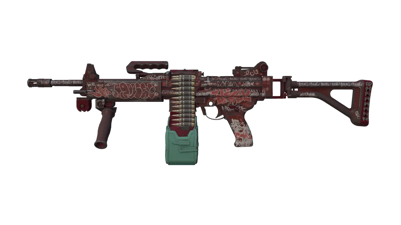 Negev | Wall Bang (Well-Worn) — Dust II light, front