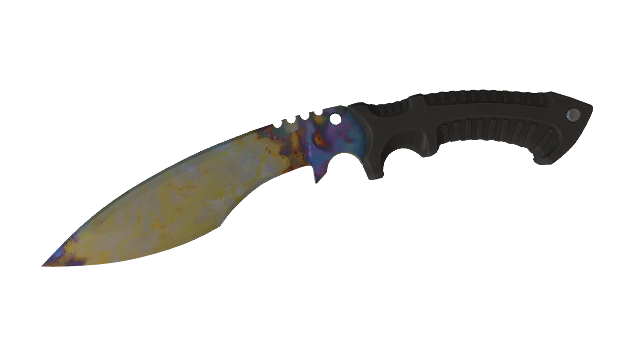 ★ Kukri Knife | Case Hardened (Well-Worn) — Dust II light, front