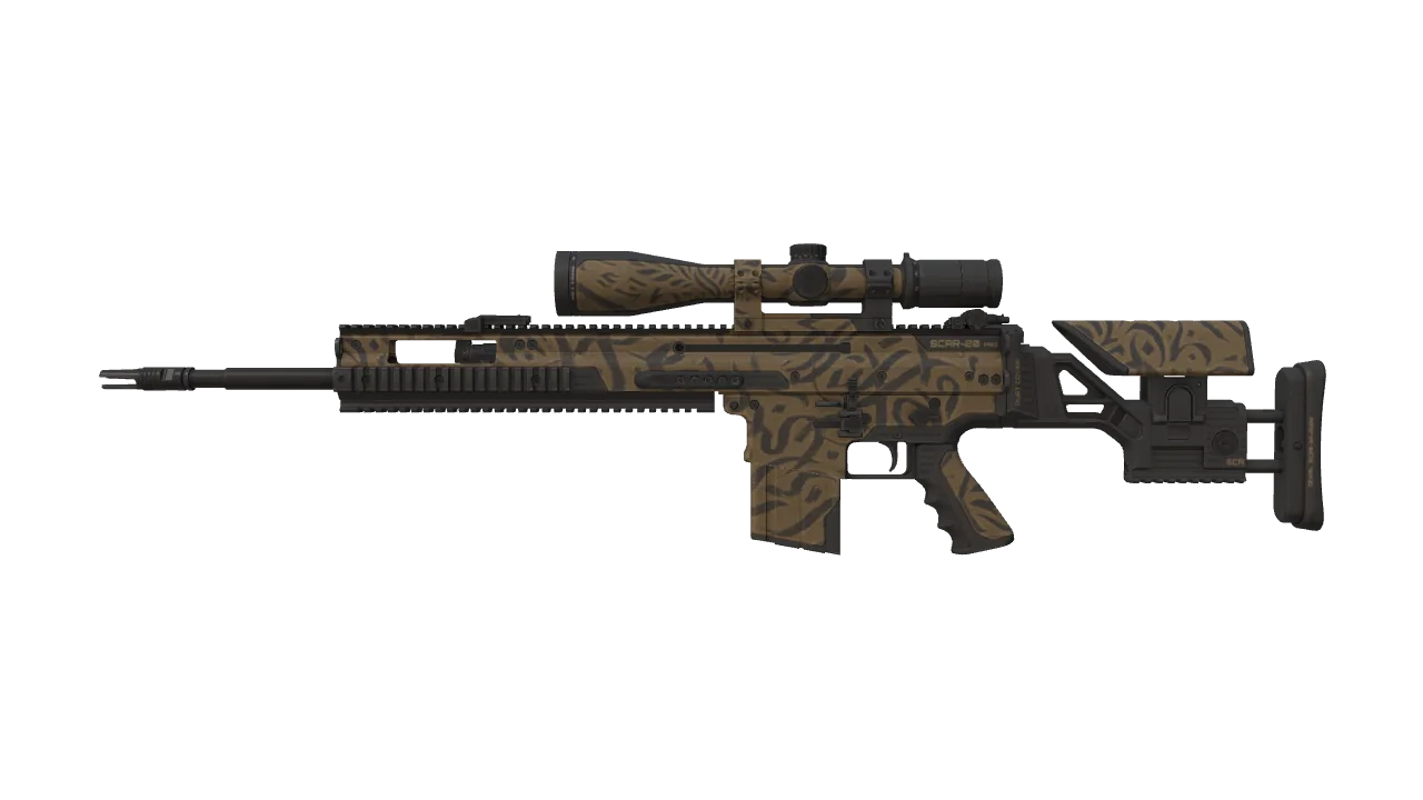 SCAR-20 | Sirocco Script (Minimal Wear) — Dust II light, front