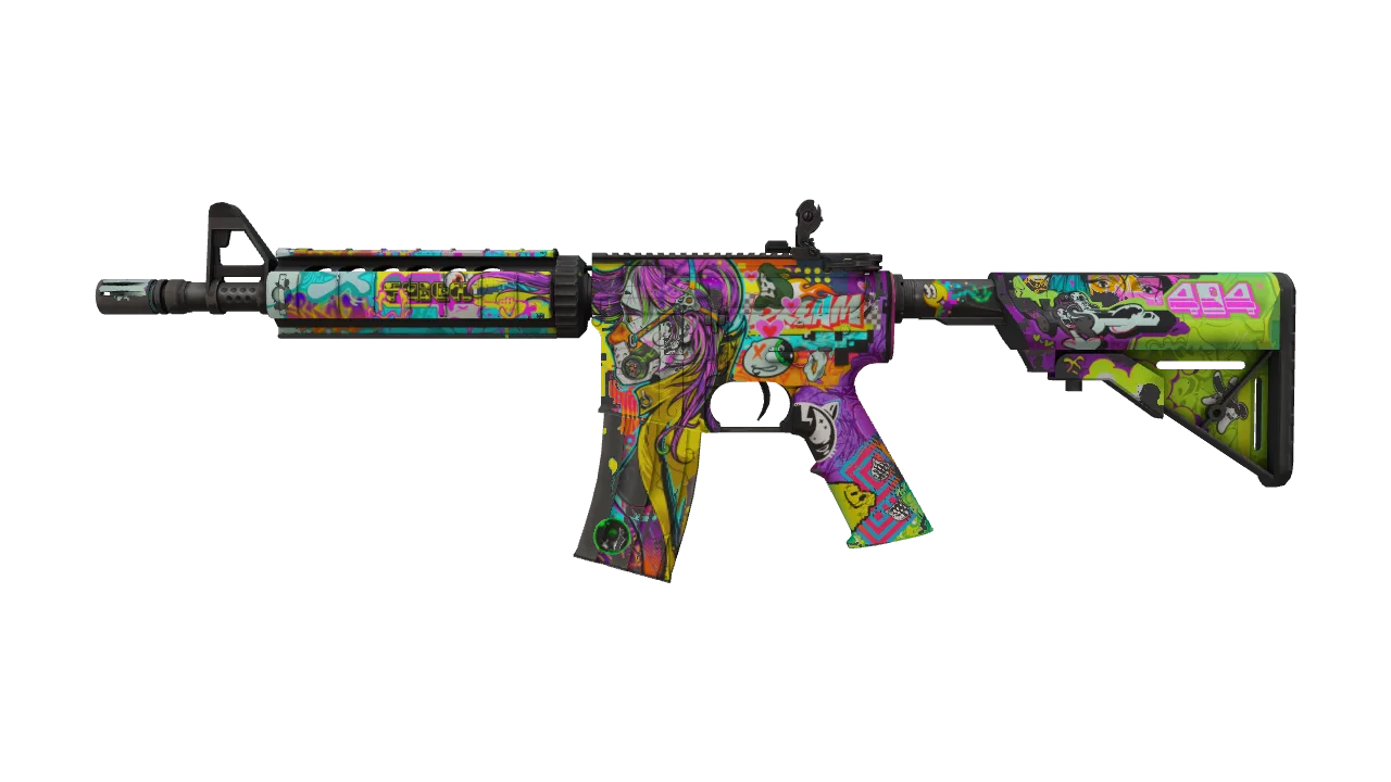 M4A4 | In Living Color (Well-Worn) — Dust II light, front