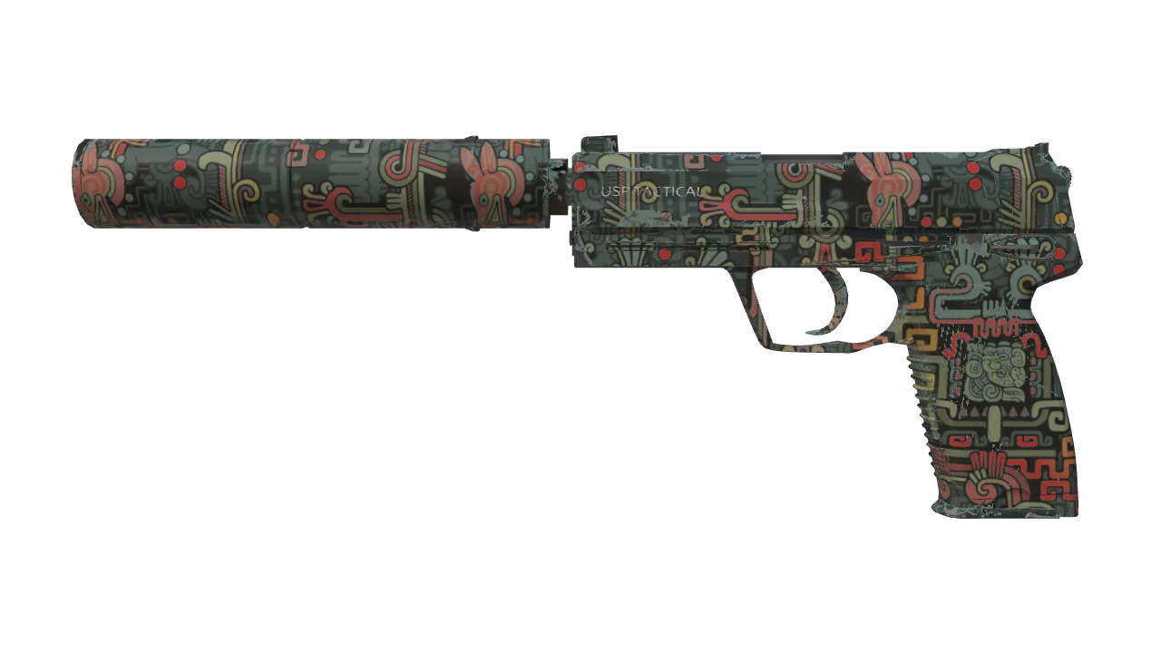 USP-S | Ancient Visions (Minimal Wear) — Dust II light, front
