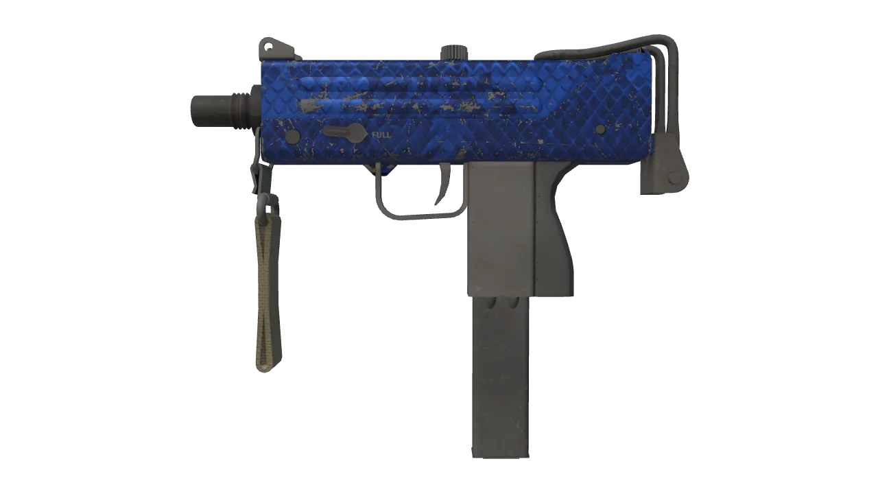 MAC-10 | Lapis Gator (Well-Worn) — Dust II light, front