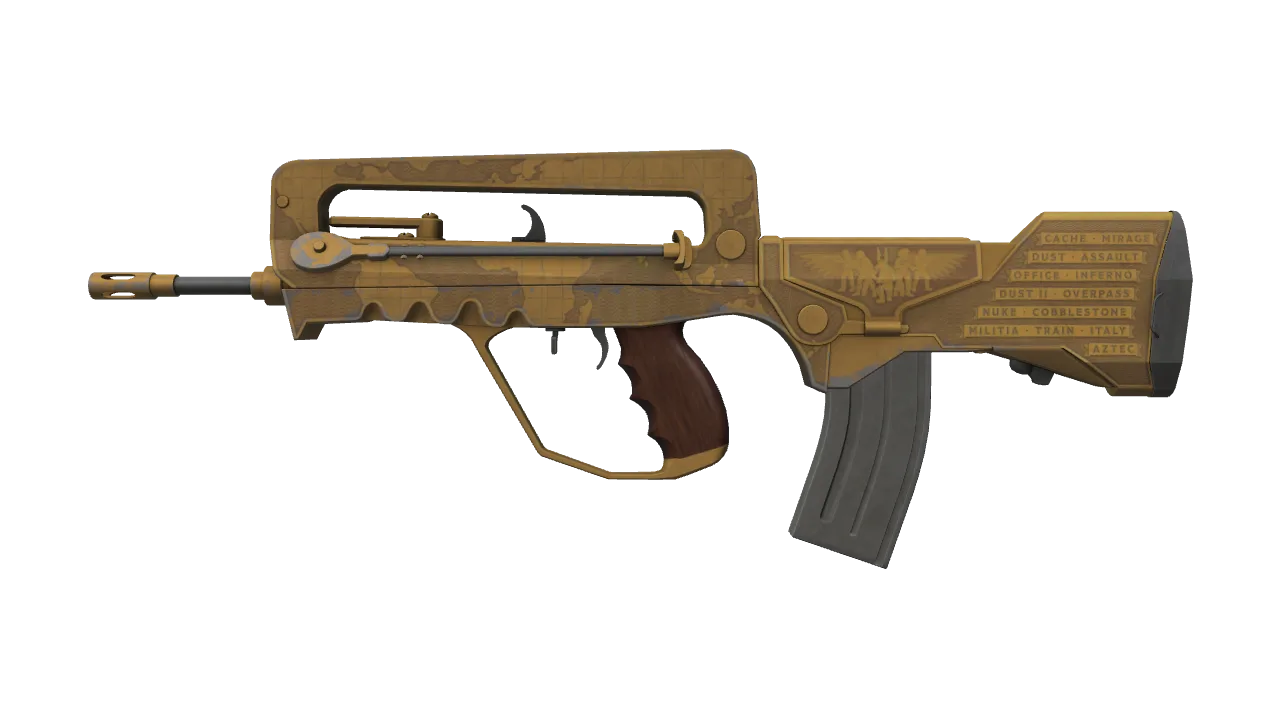 Souvenir FAMAS | Commemoration (Battle-Scarred) — Dust II light, front