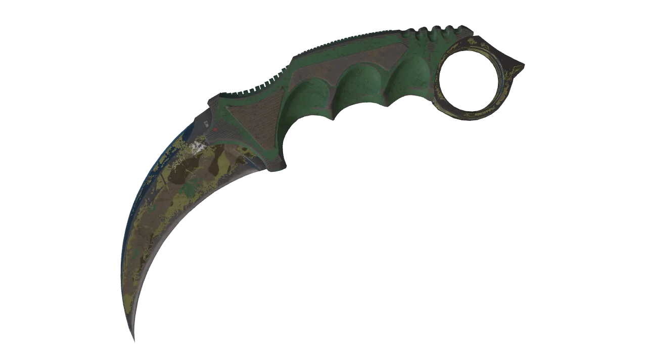 ★ Karambit | Boreal Forest (Battle-Scarred) — Dust II light, front