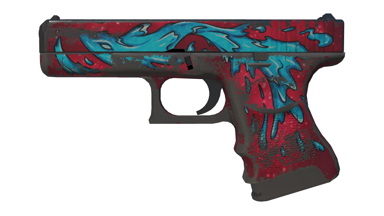 Souvenir Glock-18 | Water Elemental (Battle-Scarred) — Dust II light, front