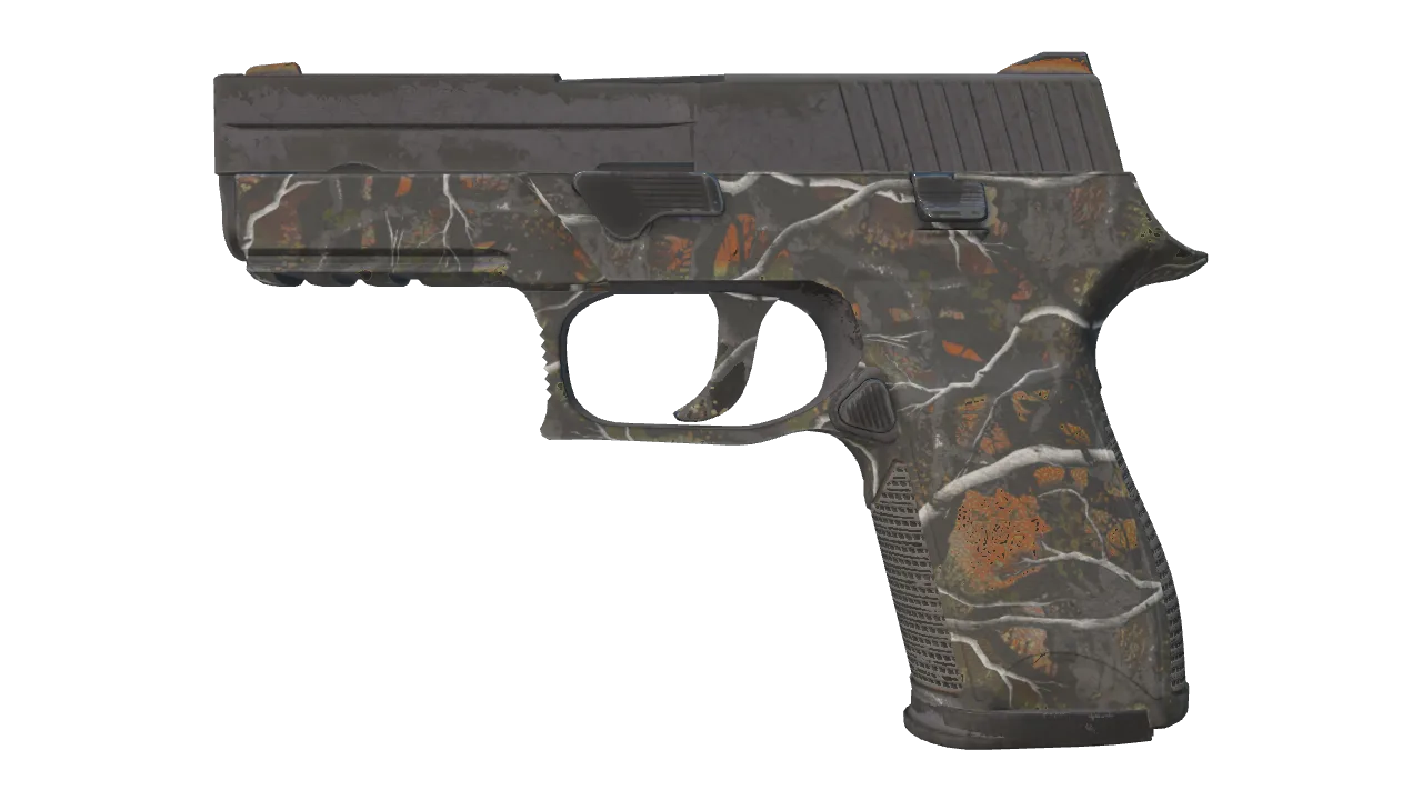 Souvenir P250 | Small Game (Well-Worn) — Dust II light, front