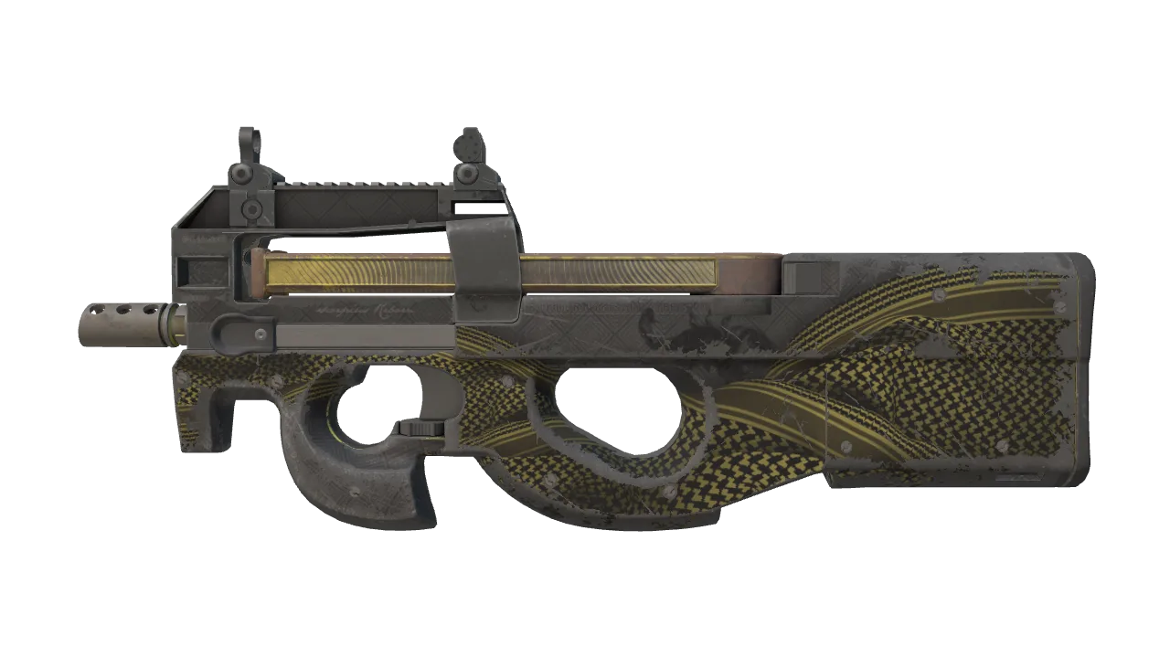 P90 | Desert Warfare (Well-Worn) — Dust II light, front
