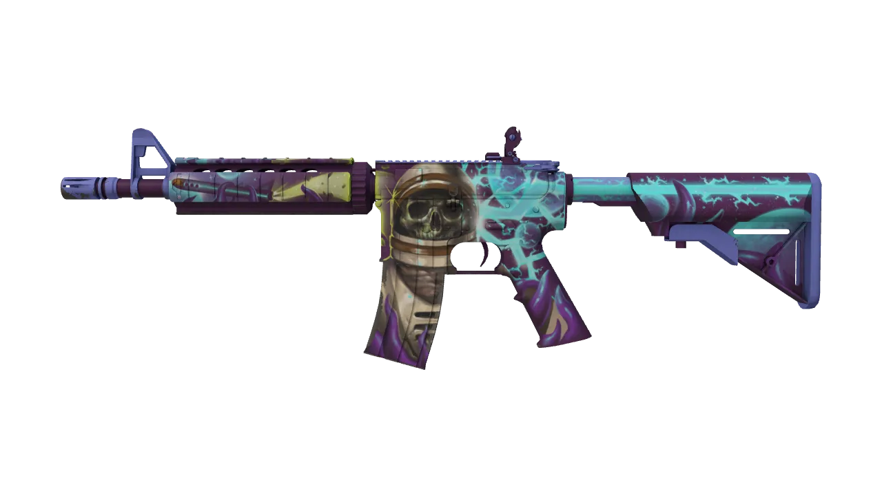 M4A4 | Desolate Space (Well-Worn) — Dust II light, front
