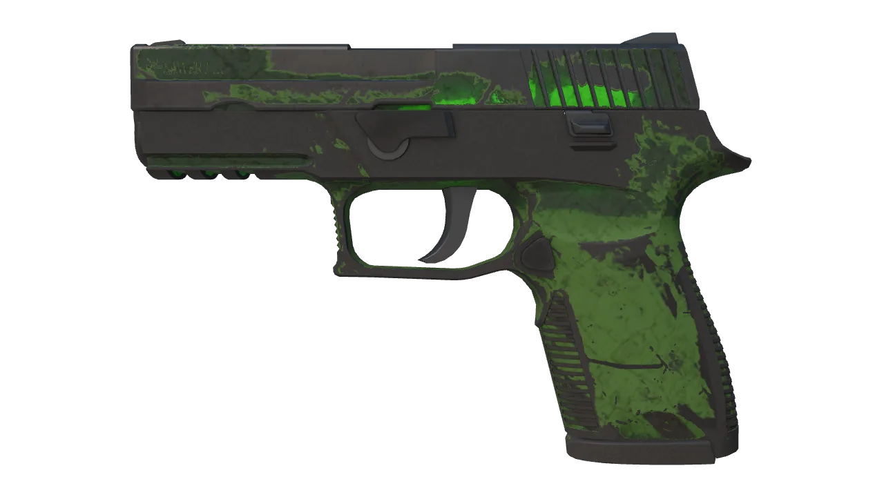 P250 | Nuclear Threat (Battle-Scarred) — Dust II light, front