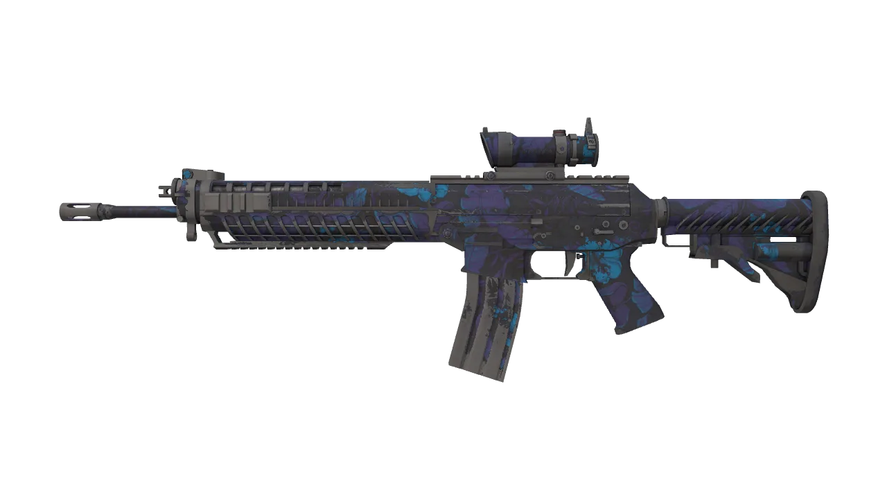 SG 553 | Aloha (Well-Worn) — Dust II light, front