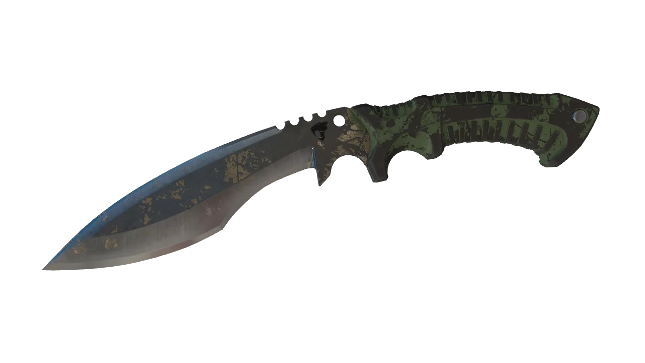 ★ Kukri Knife | Forest DDPAT (Battle-Scarred) — Dust II light, front