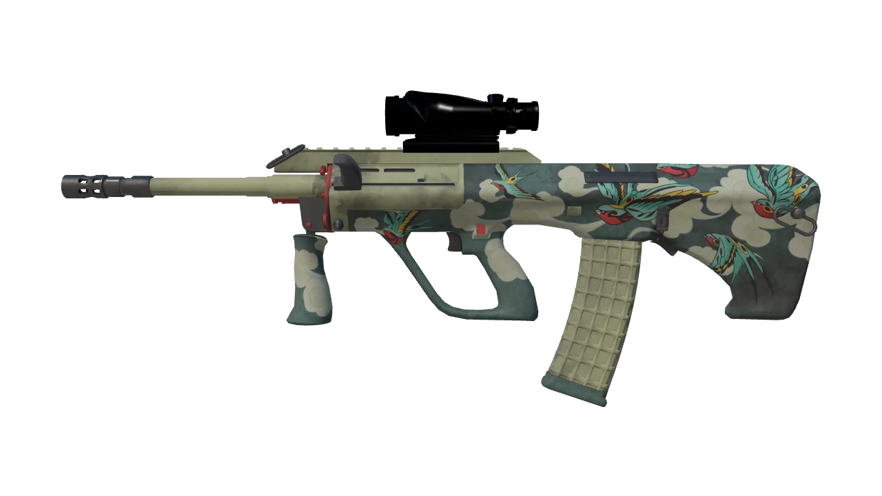 AUG | Fleet Flock (Factory New) — Dust II light, front