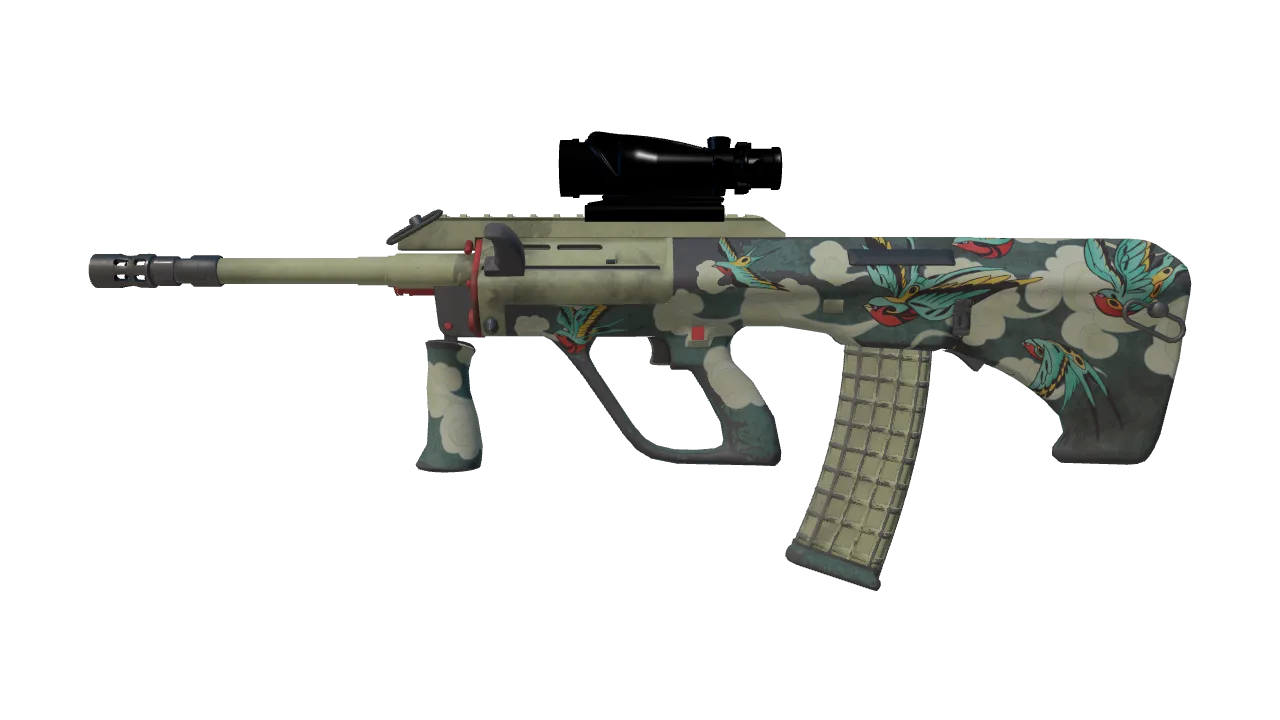 StatTrak™ AUG | Fleet Flock (Field-Tested) — Dust II light, front
