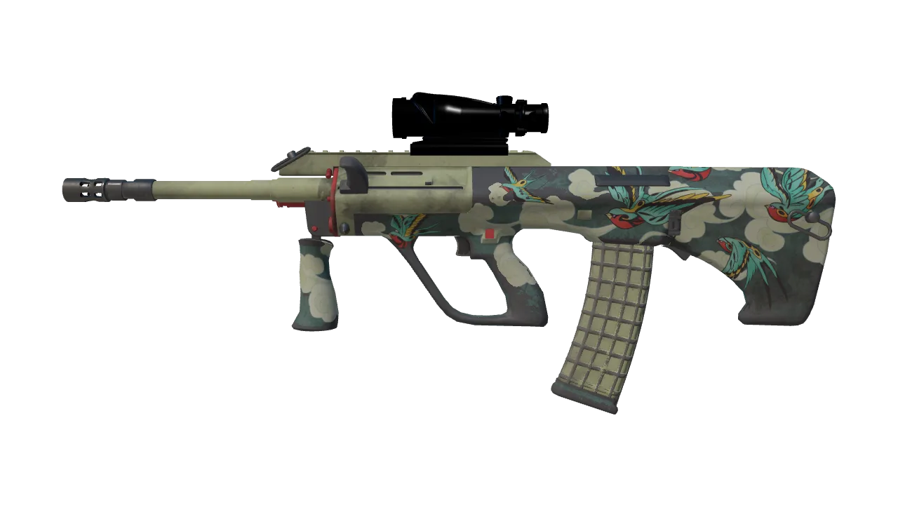 StatTrak™ AUG | Fleet Flock (Well-Worn) — Dust II light, front