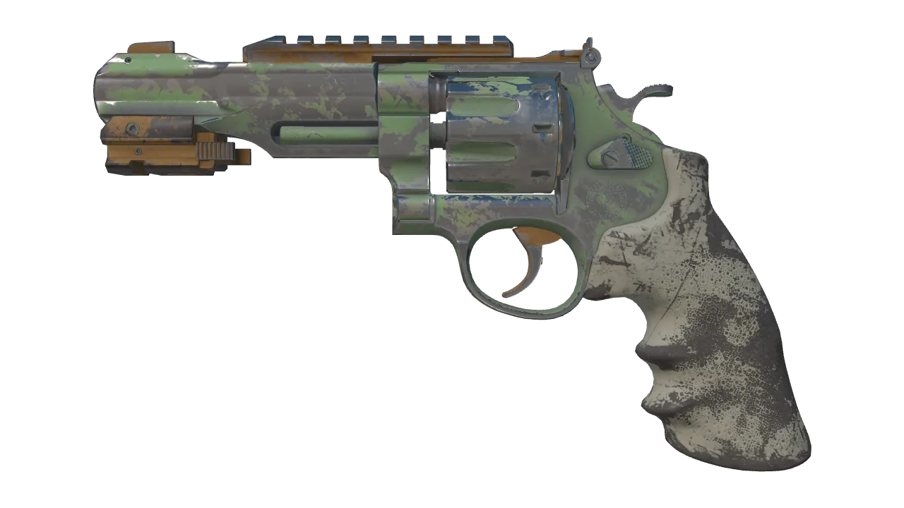 R8 Revolver | Leafhopper (Battle-Scarred) — Dust II light, front