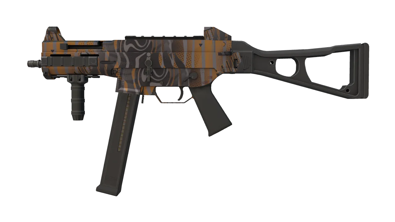 UMP-45 | Oscillator (Minimal Wear) — Dust II light, front