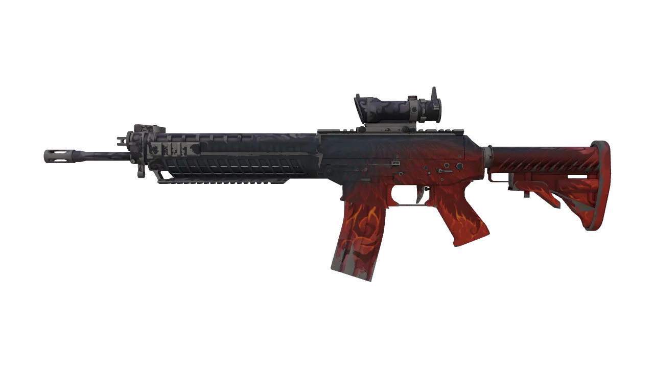 SG 553 | Darkwing (Battle-Scarred) — Dust II light, front