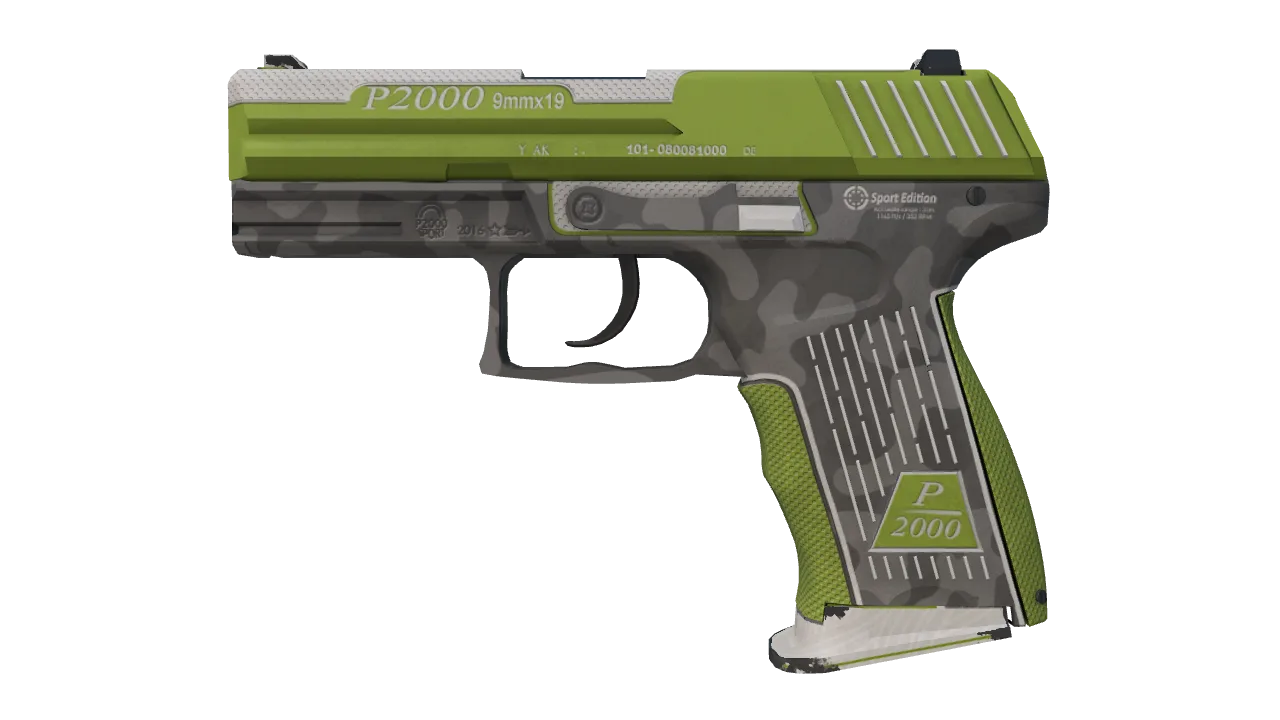 P2000 | Turf (Minimal Wear) — Dust II light, front