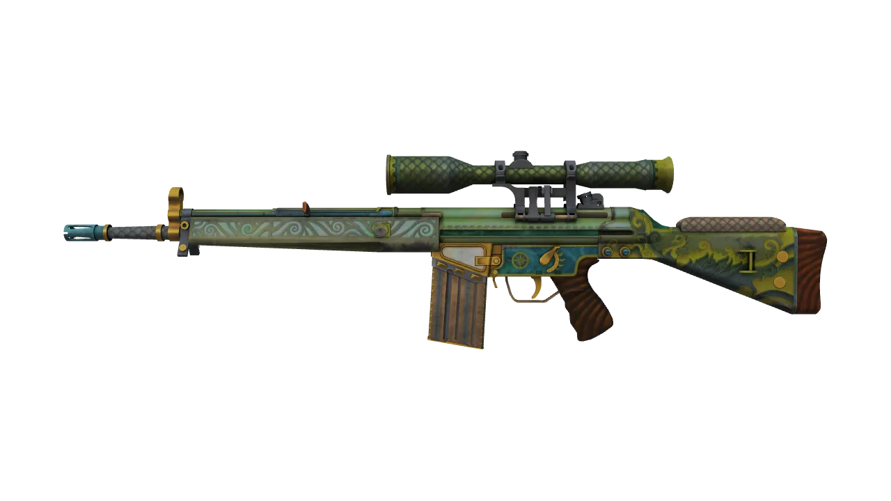 StatTrak™ G3SG1 | High Seas (Battle-Scarred) — Dust II light, front