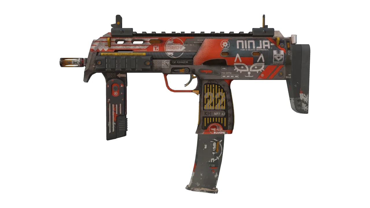 StatTrak™ MP7 | Bloodsport (Battle-Scarred) — Dust II light, front