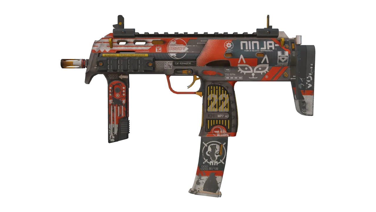 MP7 | Bloodsport (Well-Worn) — Dust II light, front