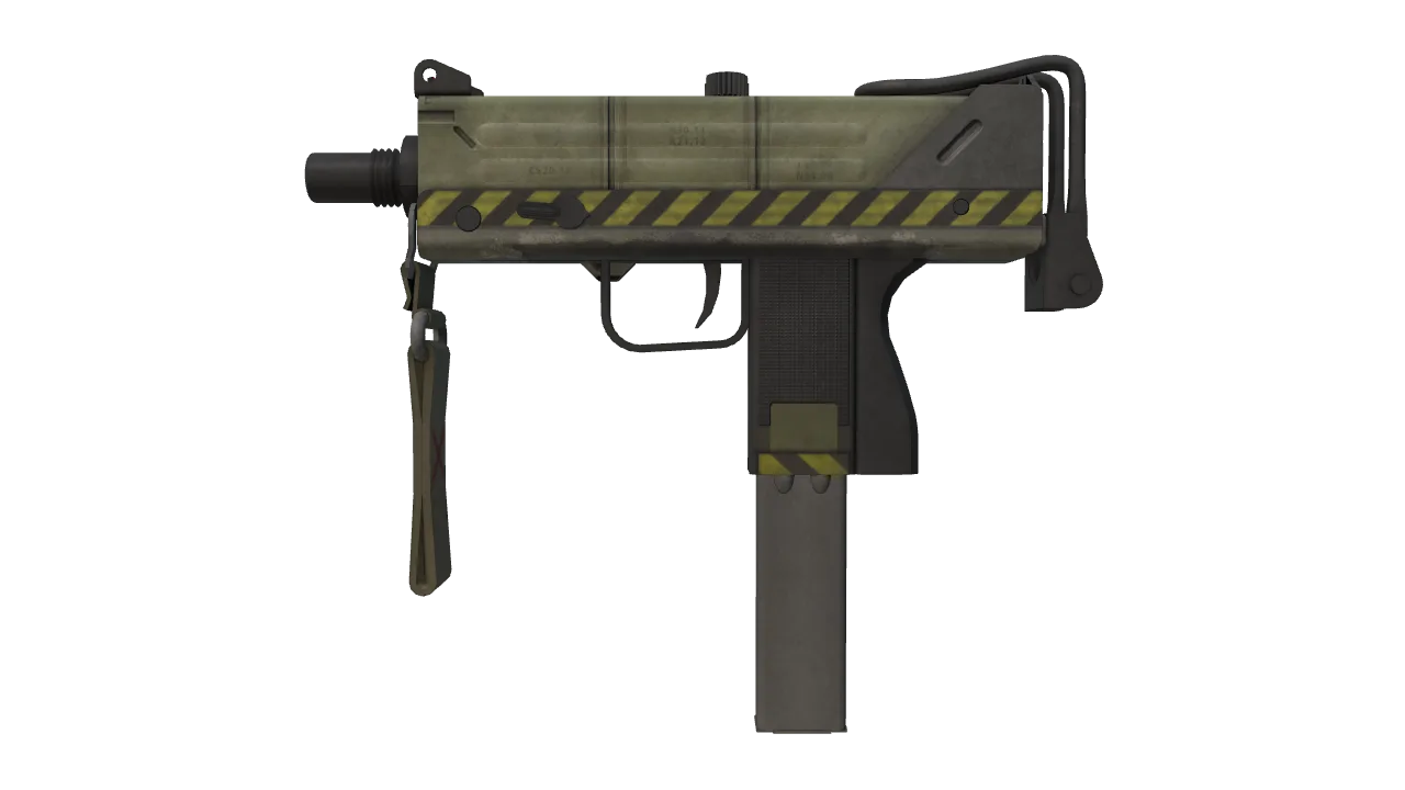 Souvenir MAC-10 | Classic Crate (Well-Worn) — Dust II light, front