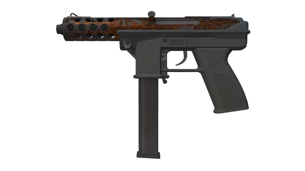 Tec-9 | Red Quartz (Well-Worn) — Dust II light, front