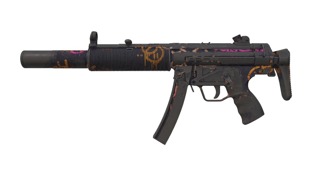 MP5-SD | Neon Squeezer (Battle-Scarred) — Dust II light, front