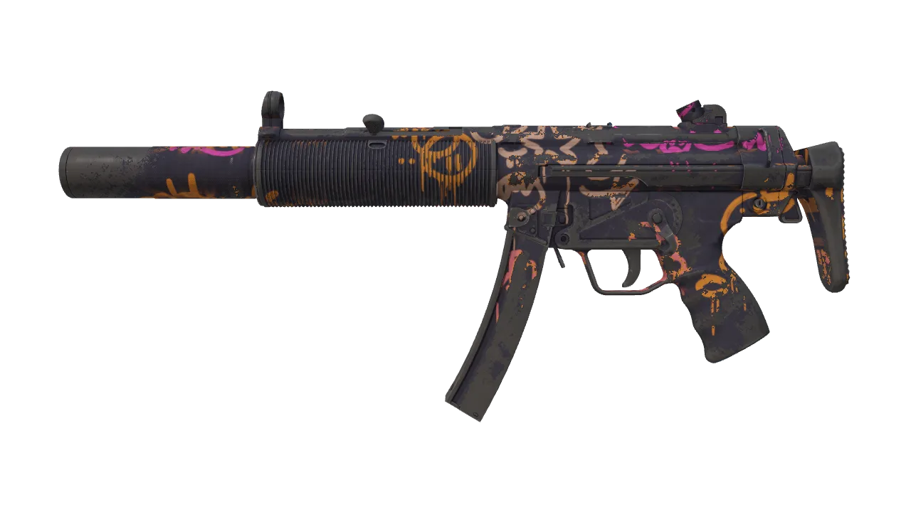 MP5-SD | Neon Squeezer (Well-Worn) — Dust II light, front