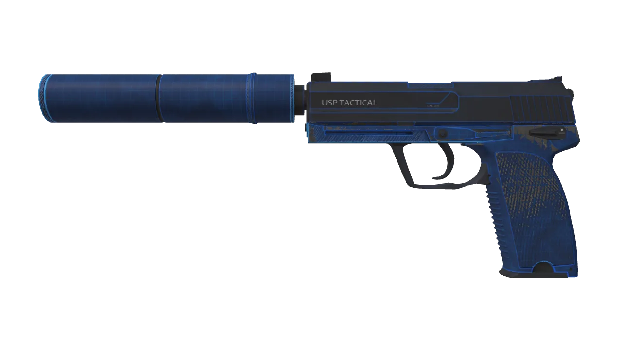 Souvenir USP-S | Blueprint (Well-Worn) — Dust II light, front