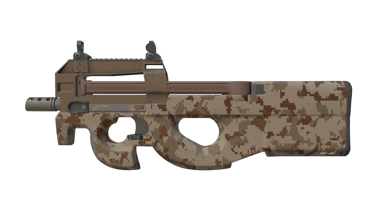 P90 | Desert DDPAT (Minimal Wear) — Dust II light, front