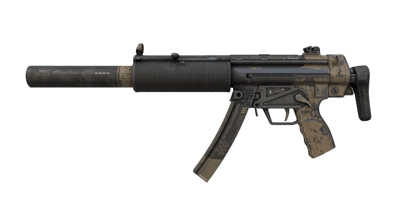 MP5-SD | Desert Strike (Battle-Scarred) — Dust II light, front