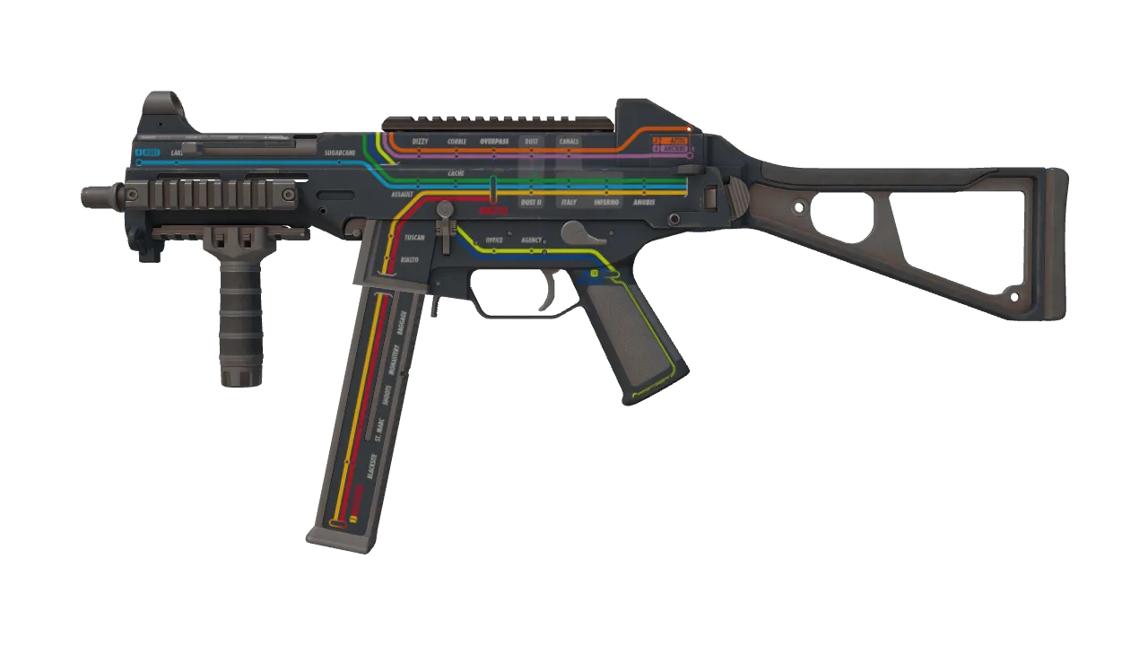 Souvenir UMP-45 | Late Night Transit (Field-Tested) — Dust II light, front