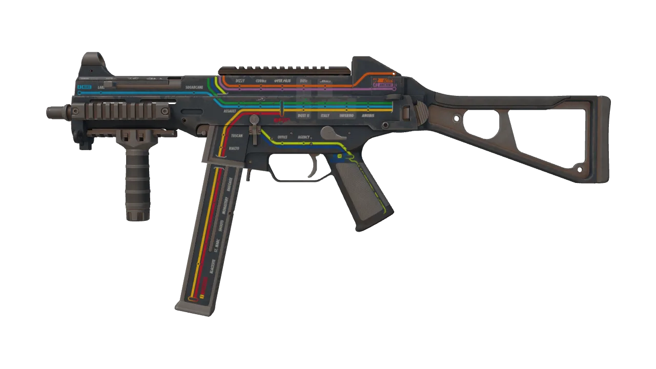 Souvenir UMP-45 | Late Night Transit (Well-Worn) — Dust II light, front