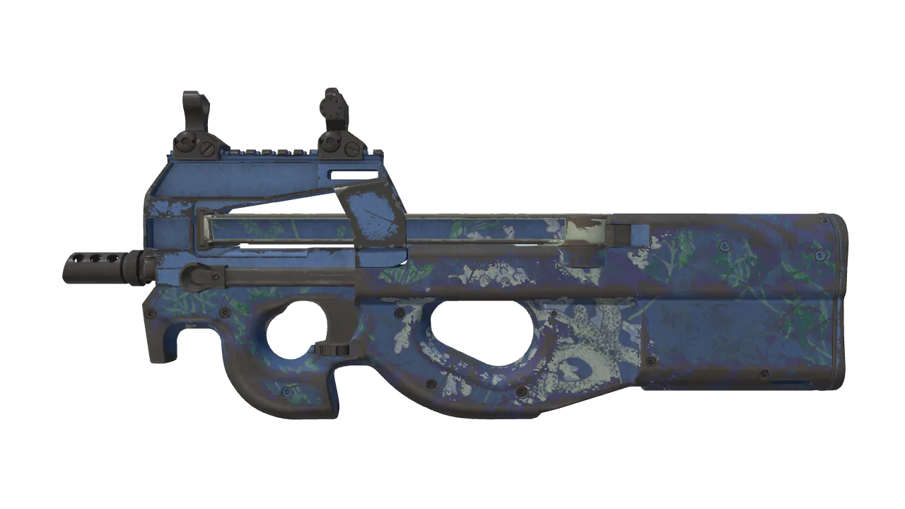 Souvenir P90 | Reef Grief (Well-Worn) — Dust II light, front