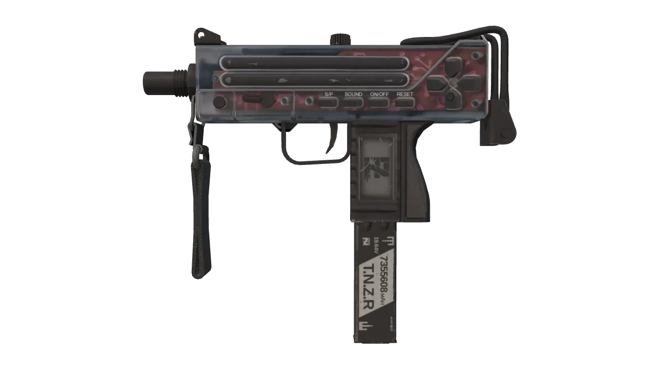 MAC-10 | Button Masher (Battle-Scarred) — Dust II light, front