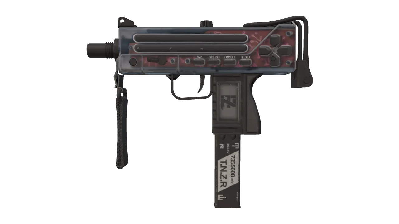 MAC-10 | Button Masher (Well-Worn) — Dust II light, front